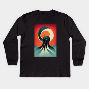 Space Octopus Retro Kids Long Sleeve T-Shirt